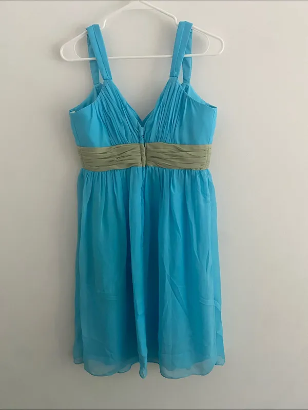 Forever Yours Woodland Fairy Tulle Babydoll Dress Pale Blue & Kiwi Ruched Sash 8 - Image 2