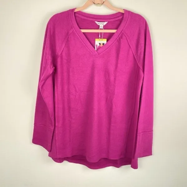 NWT Wildfox Pink Brushed Waffle Knit Sherpa Pullover Sweater Medium - Image 4