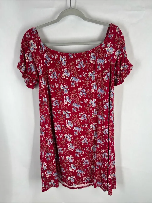 NWT American Eagle Red Floral Puff Sleeve Shift Mini Dress XL - Image 10