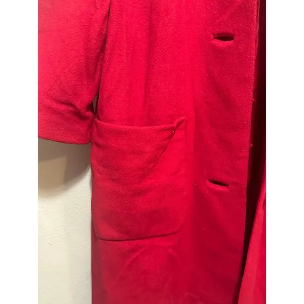 Vintage Red Wool Coat‎ Size 10 Mod 60s Style Above Knee Length - Image 9