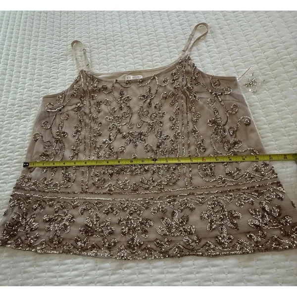 Venus Nude Beige Sequined Party Cami Top Shirt Sleeveless NWOT Sz L Large - Image 5