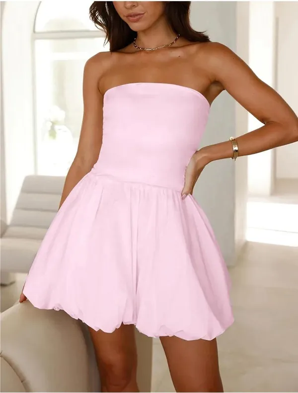 Pink strapless Y2K mini bubble dress Size M - Image 2