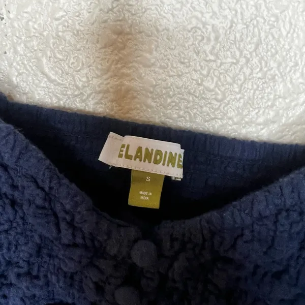 Anthropologie | Celandine Navy Blue Peasant Boho Smocked Strappy Crop Top SMALL - Image 3