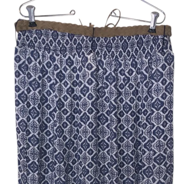Faded Glory Blue Patterned Women's Maxi Skirt Twisted Faux Leather Belt Flap - Image 7