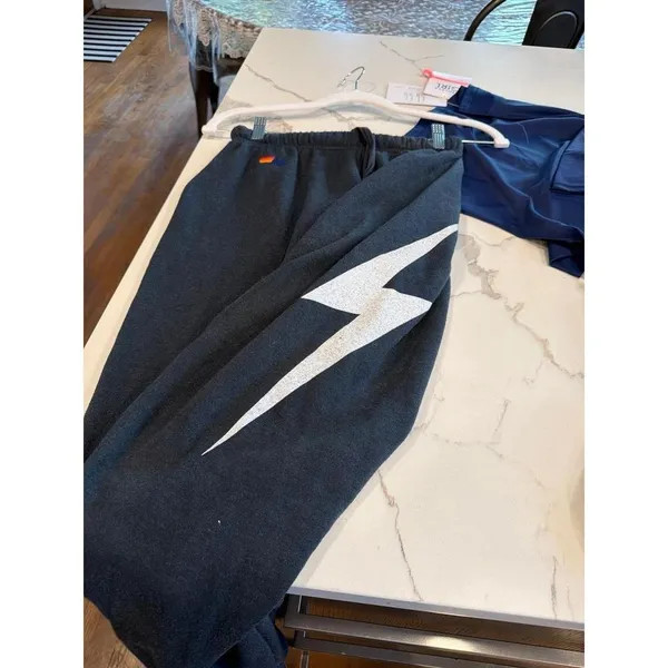 Aviator Nation bolt fleece jogger sweatpants black bolt women's small nwot - Image 3