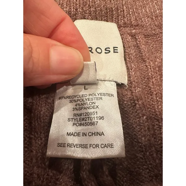 Pink Rose Boho Cable Knit Sweater & Shorts Lounge Set Mauve Pink Large NWOT - Image 8