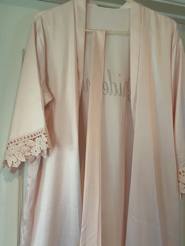 Satin Bridesmaid Soft Pink Bridal Party Robe - Image 5