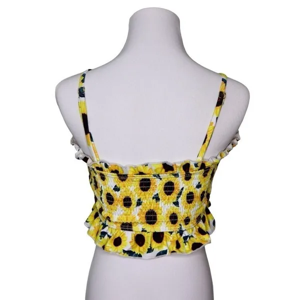 Juniors Sunflower Yellow Smocked Tube Top ‎ SMALL Vacation Summer Beach Casual - Image 4
