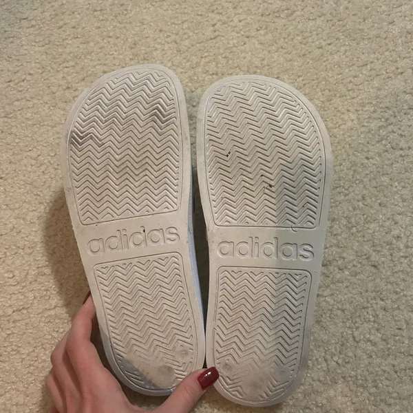 Unisex Adidas White and Black Slides - Image 6