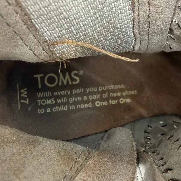 TOMS Majorca Taupe Suede‎ Perforated Peep Toe Booties Womens Heel Shoes - Image 10
