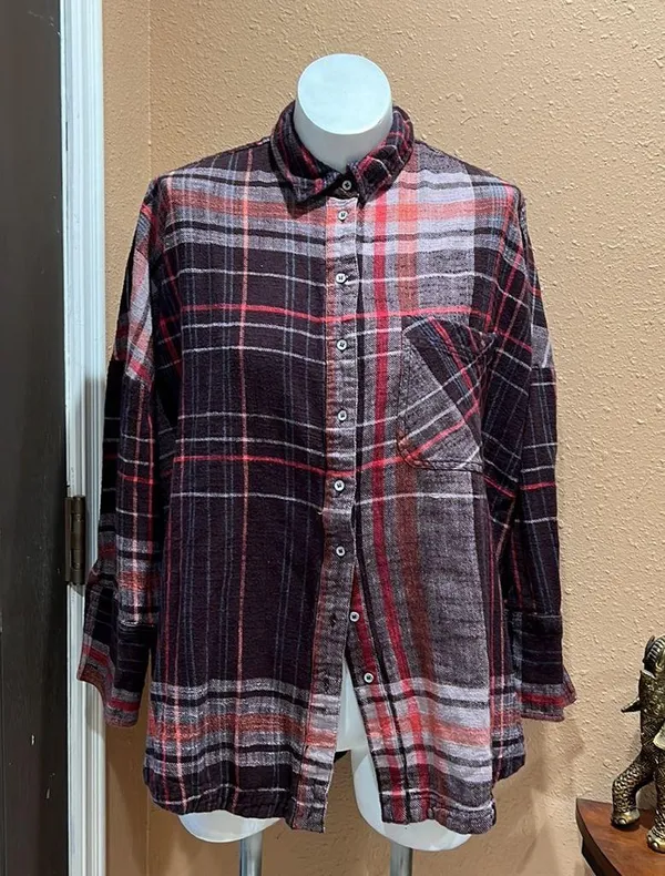 Free people plaid button up flannel - Image 3