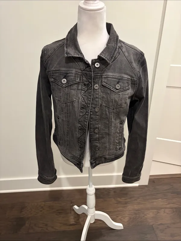 Anthropologie Pilcro Dark Gray Denim Jacket Sz M - Image 6