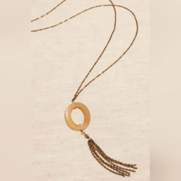 Banana Republic Aureus + Argent Brass Tassel Pendant Necklace - 32" Long Chain - NWOT - Image 3