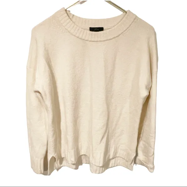 J. Crew Size XS Oversize Cream Wool‎ Alpaca Crewneck Long Sleeve Sweater - Image 2