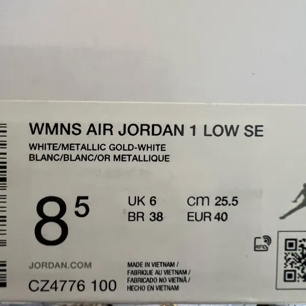 New NIKE Air Jordan 1 Retro Low 'White Metallic Gold' - Image 10