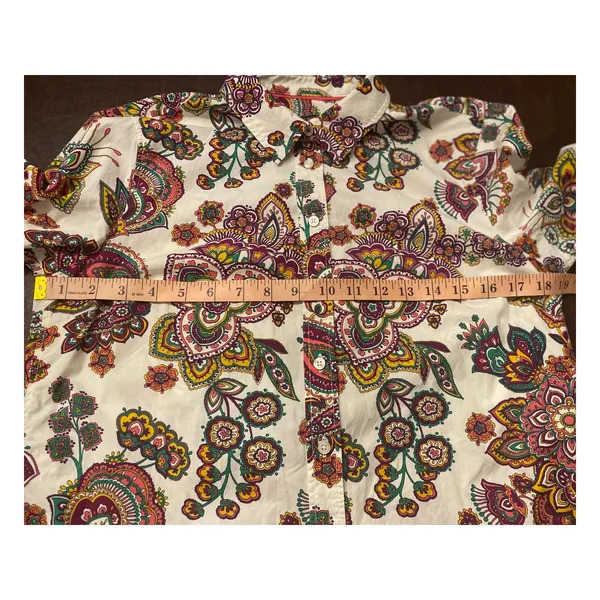 Talbots Petite MP Floral Paisley Button‎ Down Shirt 100% Cotton Western Boho - Image 7
