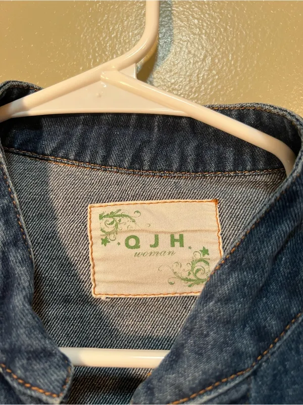 OJH Woman Women's Denim Jean Jacket Wonder Years Embroidered Medium Wash Boxy - Image 8