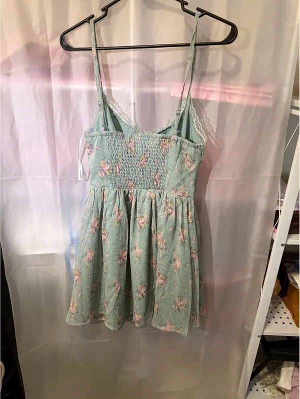Lulus Floral Print Light Blue Spaghetti Strap Dress Size S - Image 3
