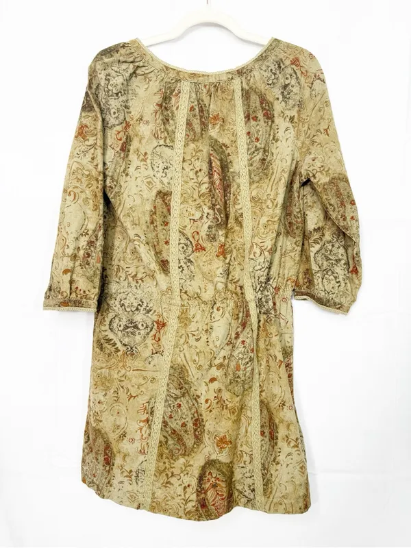 Denim & Supply Ralph Lauren Corduroy Peasant Dress Lace Trim Floral Botanical - Image 4