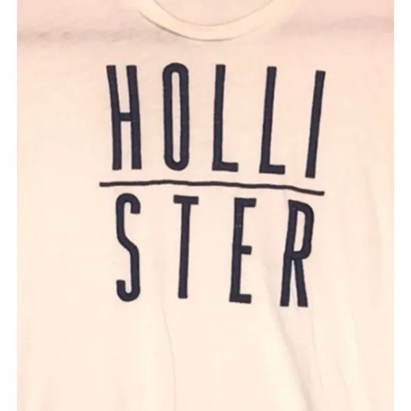Hollister Graphic Tee Small White Logo T Shirt‎ Y2K Style Casual Streetwear - Image 2