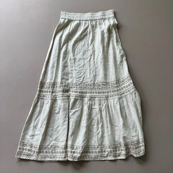 Sole Selena Boho Embroidered Linen Tiered Maxi Skirt - Image 2