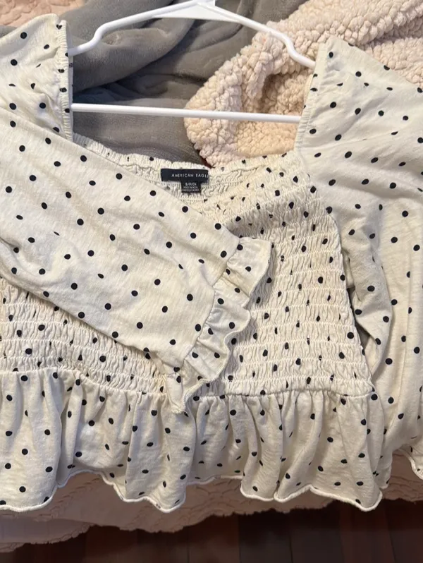 American Eagle Polka Dot Peplum Crop Top - Image 4