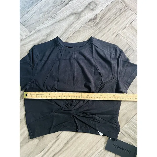Alphalete Woman’s Premium Wrop SS Crop - Black, Size Small - Image 7