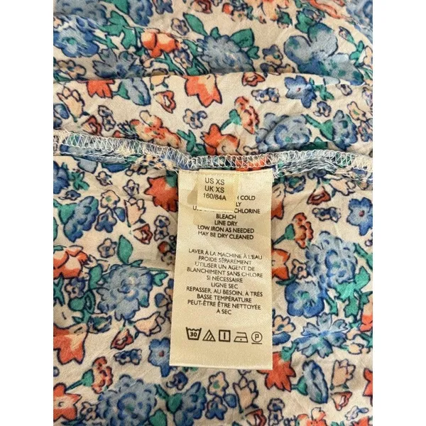 Free People Maxi Dress Blue Molly Jo Floral Button Down Cutout Back Smocked XS - Image 4