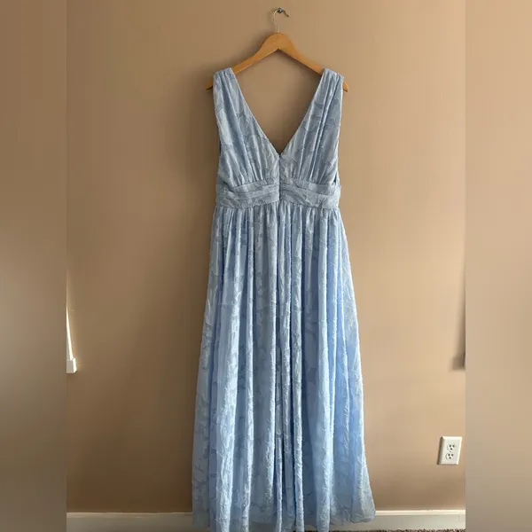 Lulus Sweet Sophistication Light Blue Burnout Floral Maxi Dress Size XL Formal - Image 5