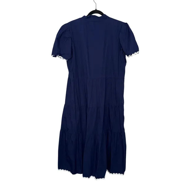 Sail to Sable Tiered Midi Dress Women XXL Navy Blue Excellent Ric Rac Trim - Image 6