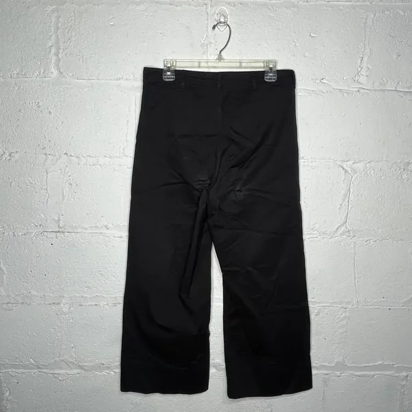 Everlane Women's Black The‎ Lightweight Wide-Leg Crop Chino Cotton Pants Size 8 - Image 4