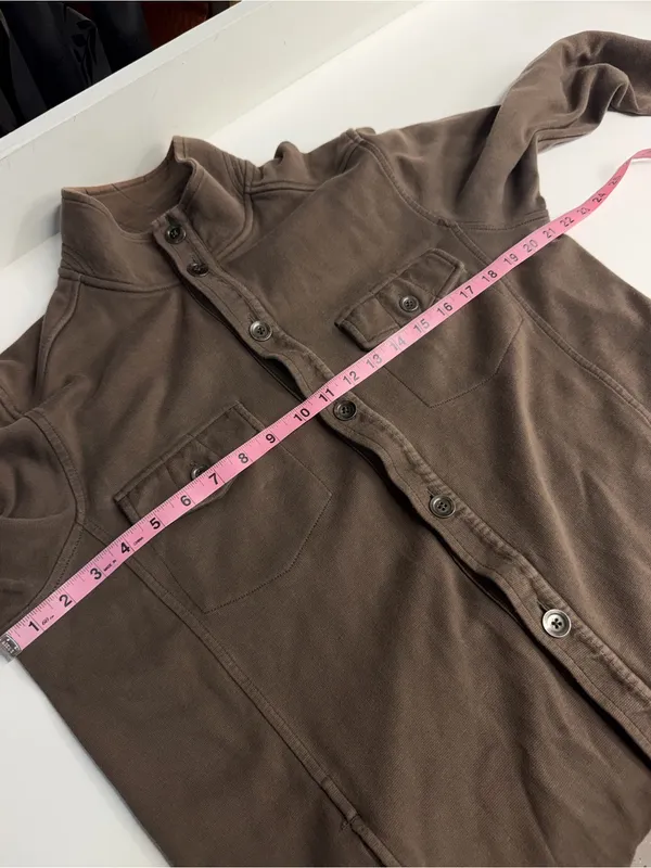 Tommy Bahama brown sweater jacket pima cotton button down FLAWS camping hiking S - Image 11