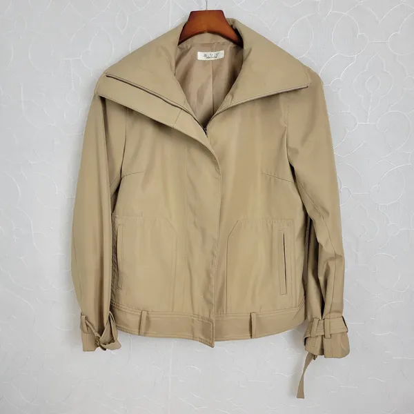 a.v.v. Michel Klein Womens Jacket Size 42 Paris Brown Collared Full Zip Pockets - Image 5