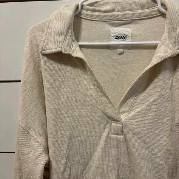 Aerie Cream Collared Crewneck - Image 6