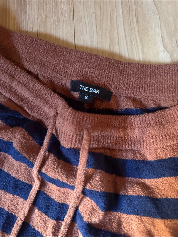 The Bar Striped Knit Lounge Pants - Rust & Navy Blue - Image 2