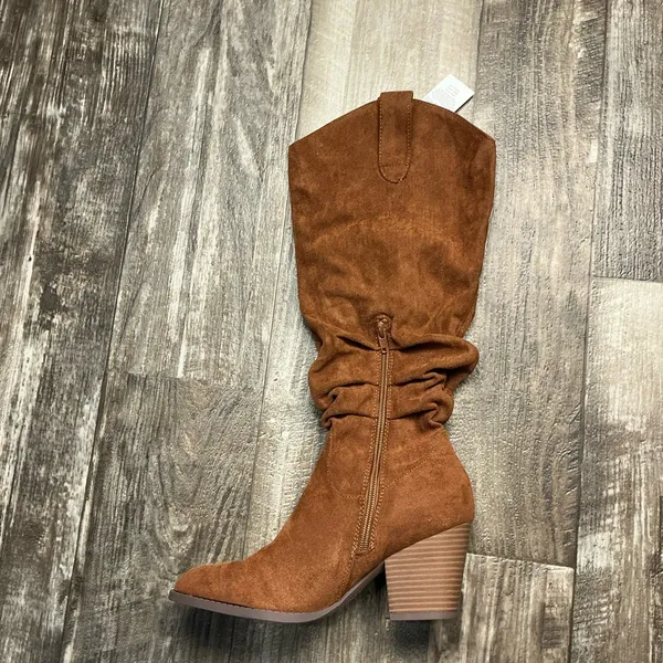 Women's Slouchy Mid-Calf Tan Faux Suede Boot Size 7 - Image 13
