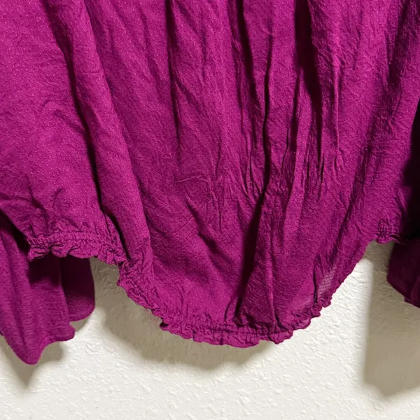 Free People Magenta Off The Shoulder Tiered Bell Sleeve‎ Boho Peasant Top Small - Image 5