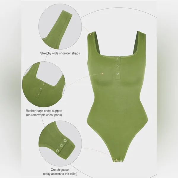 NWT‎ Popilush Green Henley Shapewear Tank Top - XL/XXL - Image 5