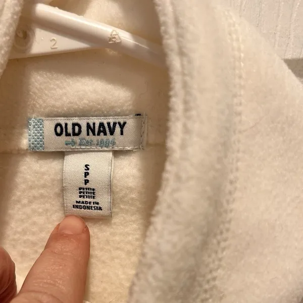 Old‎ Navy Womens Small Petite Cream Full Zip Fleece Mock Neck Jacket Off White - Image 4
