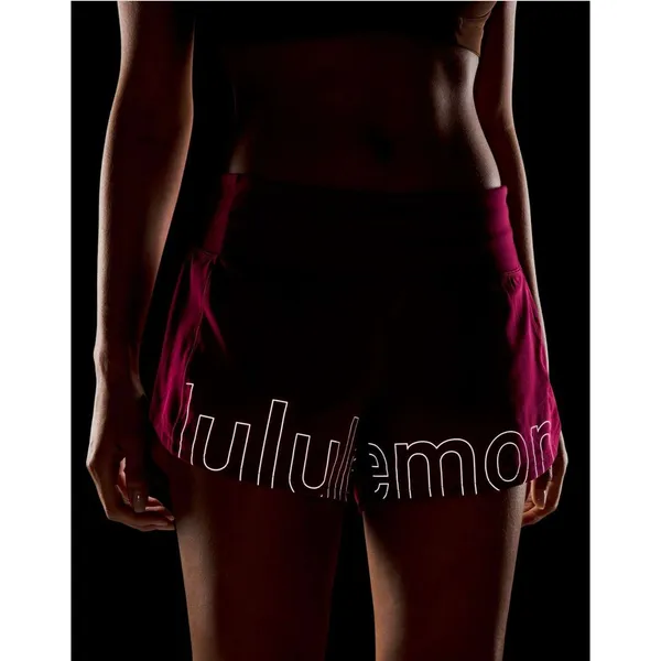 Lululemon Speed Up Mid-Rise Lined Short 4" Size 10 Pomegranate Silver Reflective - Image 3