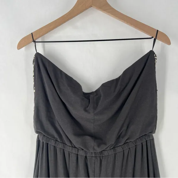 Express‎ Gray Stretch Knit Sequin Embellished Strapless Maxi Dress Dress Slit L - Image 11