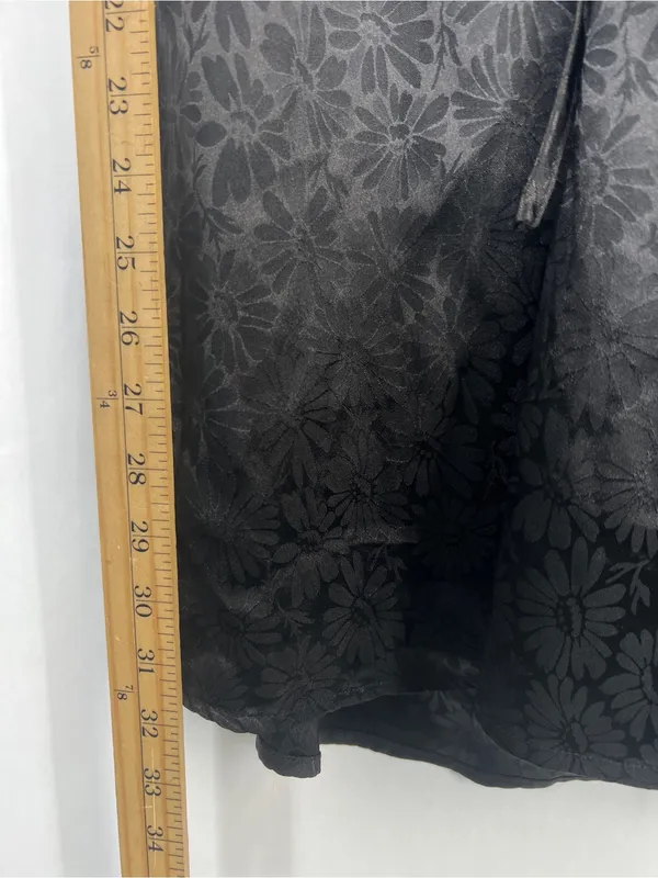 Title: Altar’d State Black Satin Floral Puff Sleeve Open Back Mini Dress M - Image 10