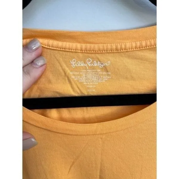 Lilly Pulitzer Pima Cotton Orange Elephant Scoop T- Shirt‎ Short Sleeve XS - Image 3