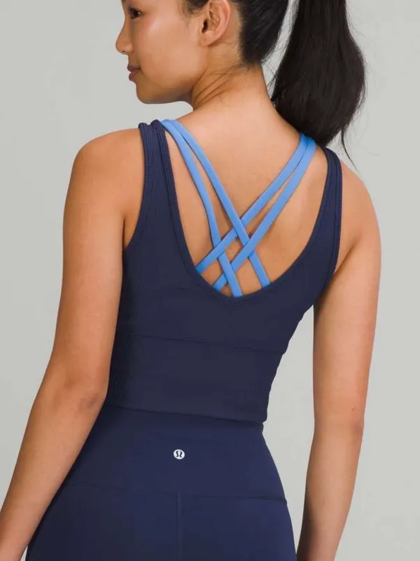 lululemon power pivot ribbed tank luxtreme night sea navy blue 6 - Image 2