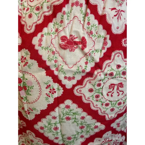 Monteau Red White Lobster Floral Linen Mini Dress Small NWT cottage dainty y2k coquette - Image 4