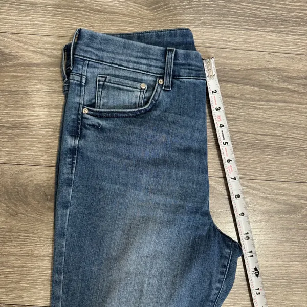 HM & Denim Women Jeans 29x30 High‎ Waist Mini Flare Medium Wash Blue Cotton Boho - Image 9
