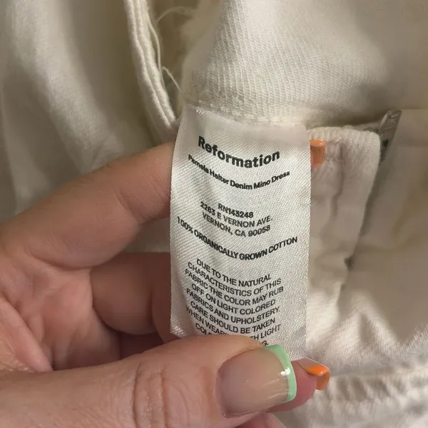 ✨REFORMATION Pamela Halter Denim Mini White Sz 0 Dress✨ - Image 8