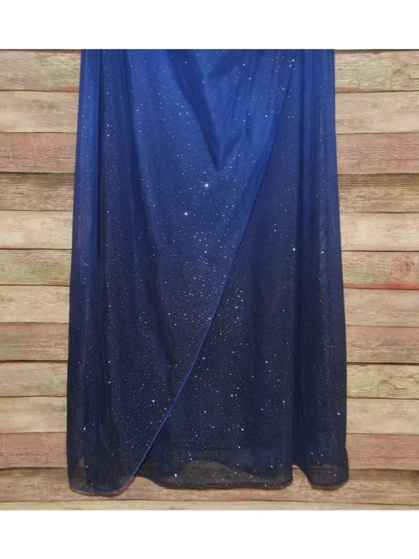 VTG Y2K 90s Midnight Blue Glitter Prom Dress Maxi Gown 5/6 Whimsygoth Fairy Core - Image 6