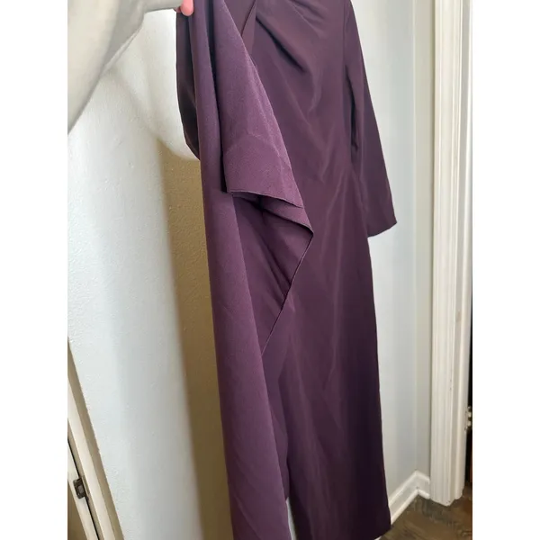 SOLACE LONDON Plum Purple Lydia One-Sleeve Cape Effect Cady Maxi Dress US 4 - Image 11