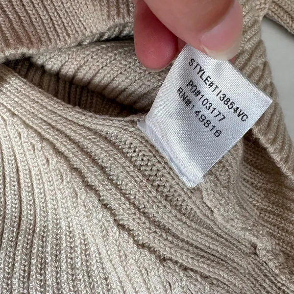 FORE Wrap long sleeve ruffle ribbed knit Sweater Tan Size M - Image 9